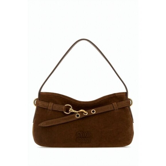 Miu Miu Handbags - Miu Miu Suede Shoulder Bag With Decorative Belt And Gold-Tone Accents - NWT